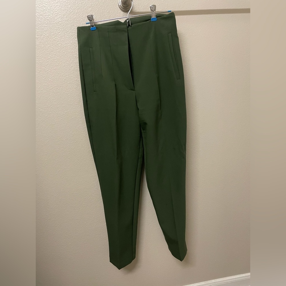 Chic Dark Green High-waisted Zara trousers